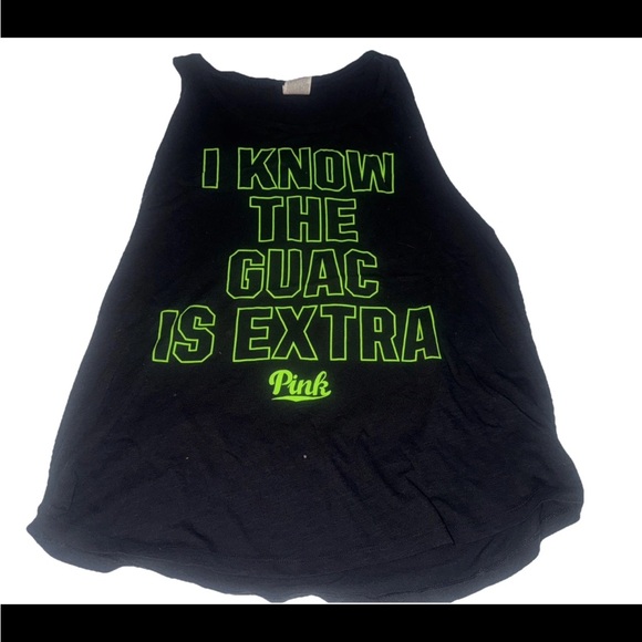 PINK Women Tank Top  Black I Know The Guac Is Extra Victoria's Secret Large - Picture 1 of 6